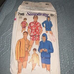 Vintage Simplicity 7146 Jacket Swim Trunks Shorts Men Large 42-44 Cut